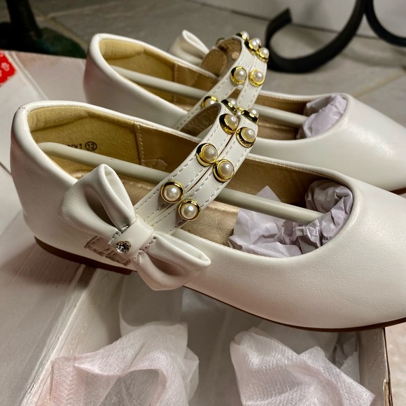 PANDANINJIA Girl's Toddler/Little Kid Cheryl Bow Princess Flower Ballerina Flats - Picture 7 of 8